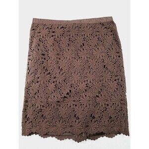 Talbots Floral Lace Lined Pencil Skirt Brown Size 12P NWT MSRP $139